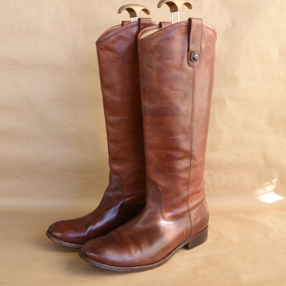 * FRYE Melissa Button Lug Tall Leather Riding Boot
